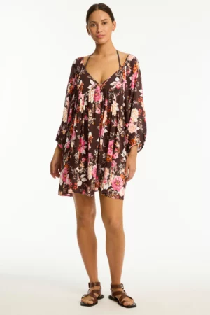 Rosewood Boho Short Dress-Cocoa