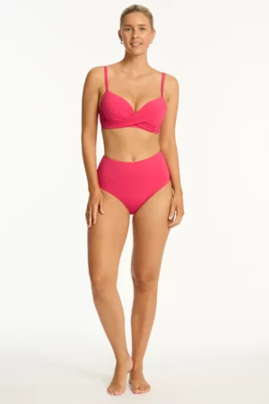 Essentials Edit Cross Front Moulded Cup Bra - Pink