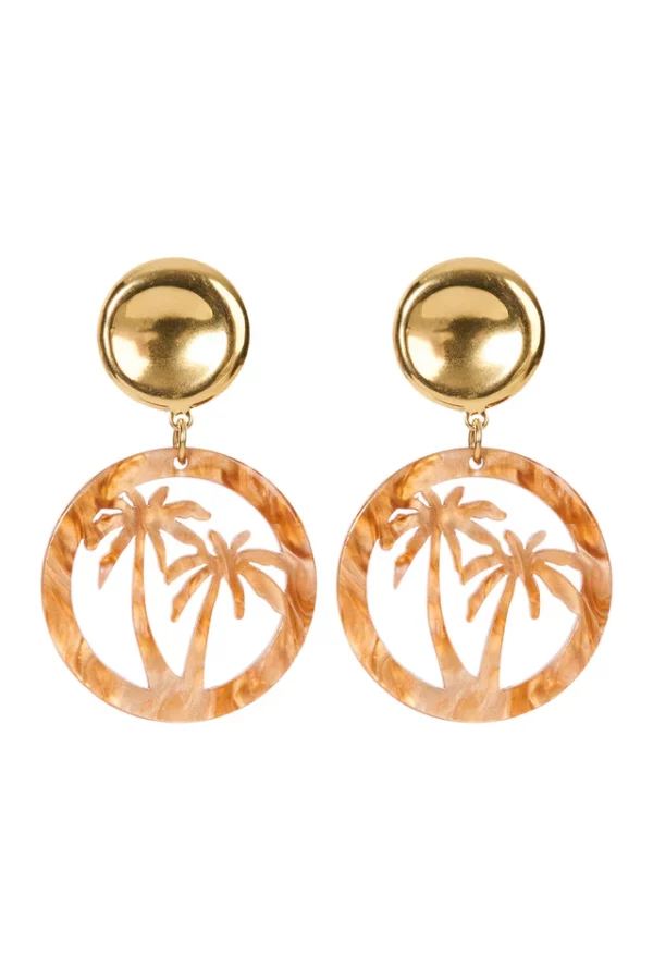 Haiti Palms Earring - Tan