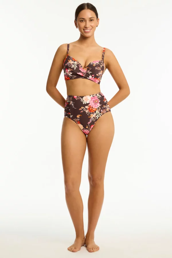 Rosewood Cross Front Moulded Cup Bra - Cocoa - Image 3