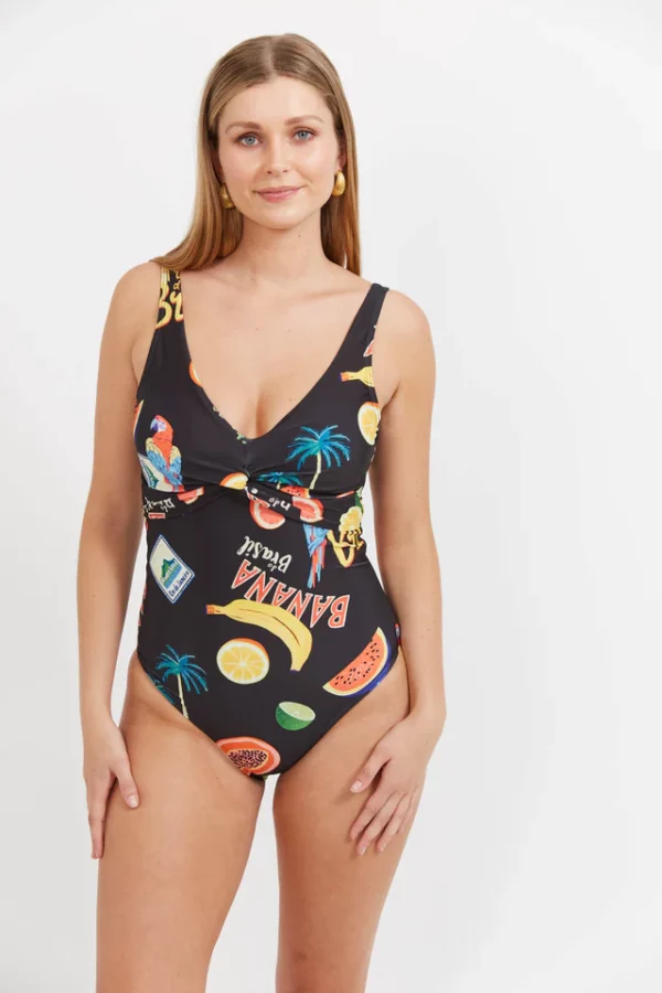 Cabana Twist One Piece Swimsuit - Brasil Black - Image 2