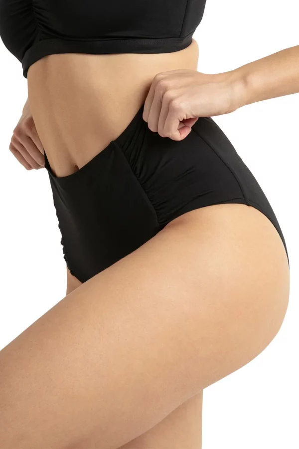 Basix Retro Side Ruched Pant - Black - Image 4