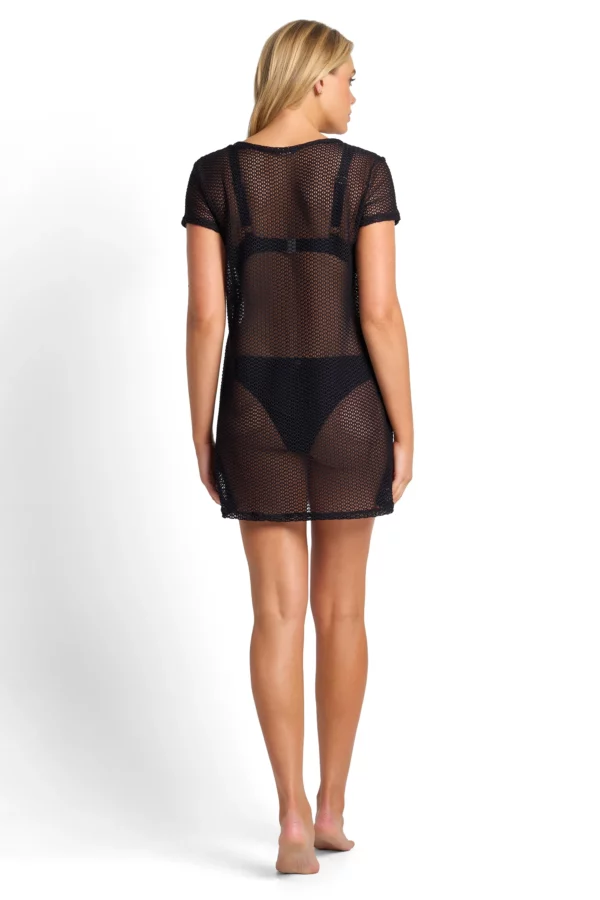 Salt Mesh T-Shirt Dress - Black - Image 5