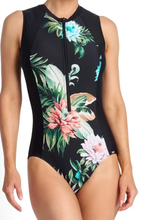 Jantzen Select Active Zip Front !Piece - Black