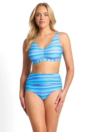 Zaddie F-G Ruched Bikini Top - Blue