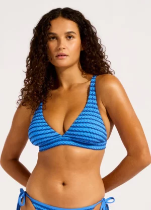 Seafolly Mesh Effect Multi Fit Triangle Bikini Top-Saphire
