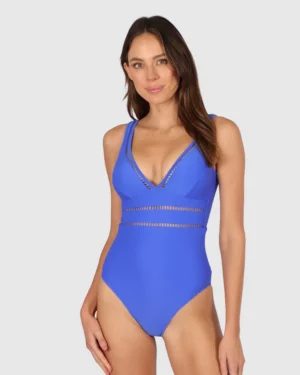 Rococco Longline One piece Swimsuit- Electric