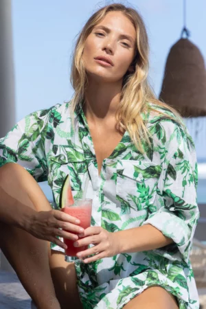 Hula Button Through Shirt - Green