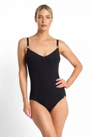 Fierce F-G Ruched Front One Piece - Black