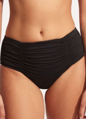 S. Collective Gathered Front Retro Bikini Bottom - Black