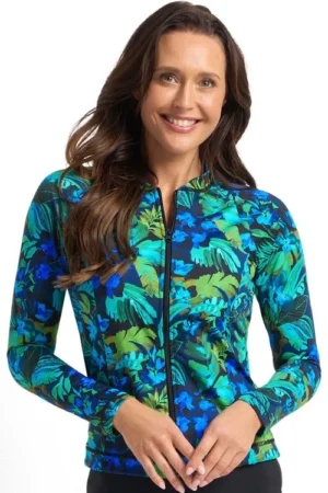 Watermist Long Sleeve  Rashie - Black/green print