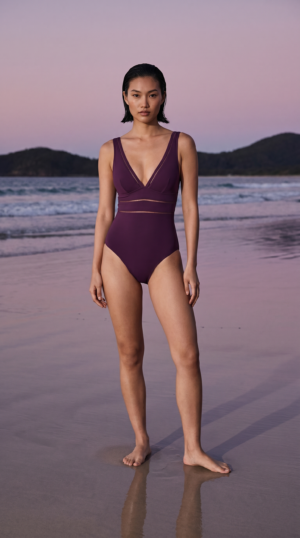 Essentials Edit Spliced One Piece-Claret