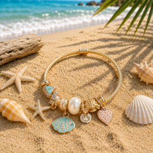 Ocean Theme Charm Bangle Bracelet